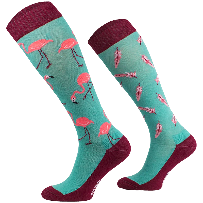 compression socks for mountain sports-  Comodo Socks - Flamingos