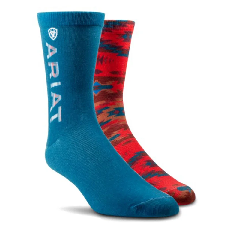 breathable socks for skiing-  Ariat Women's 2 Pack Adobe Canyon Crew Socks