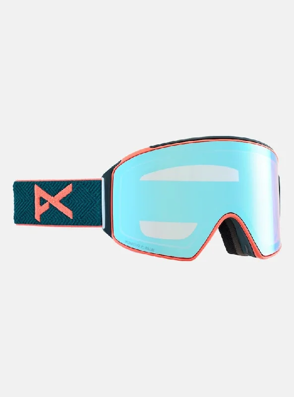 Goggles for snowboarding-Anon M4 Cylindrical Goggles + Bonus Lens + MFI® Face Mask - DPMLD/PRCV VRBL BLUE- 2025