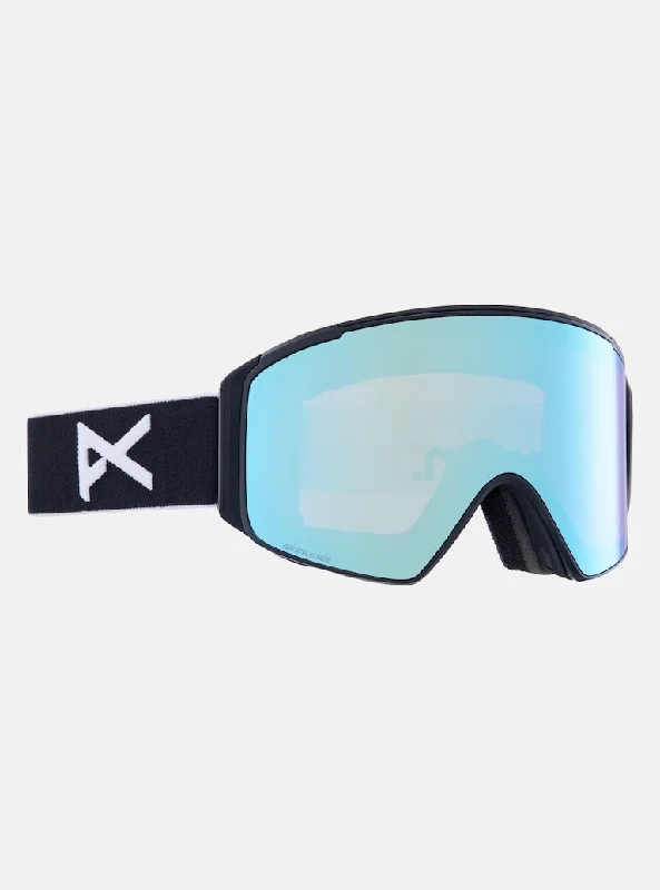 Goggles for bundle-Anon M4S Cylindrical Goggles + Bonus Lens + MFI® Face Mask - BLACK/PRCV VRBL BLUE - 2025