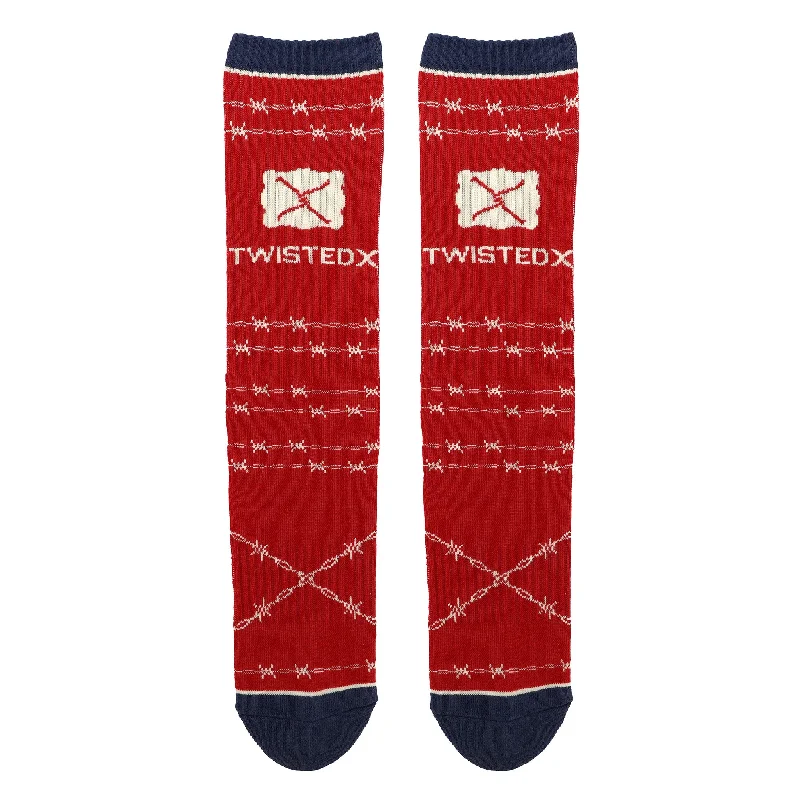 rugged ski socks-  Twisted X Unisex Red Barbwire Sock