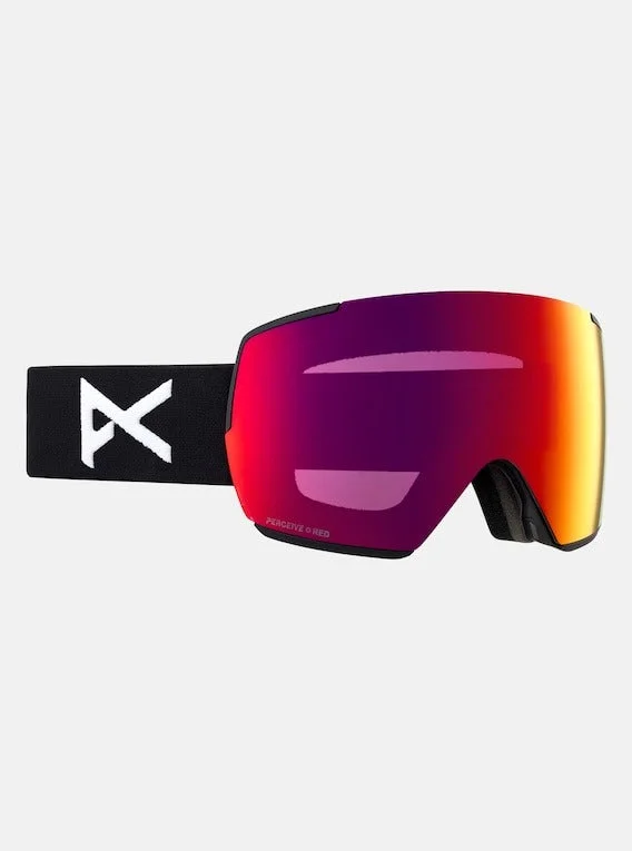 Goggles scratch resistant-Anon M5 Low Bridge Fit Goggles (Toric) - Black/Perceive Sunny Red 2025