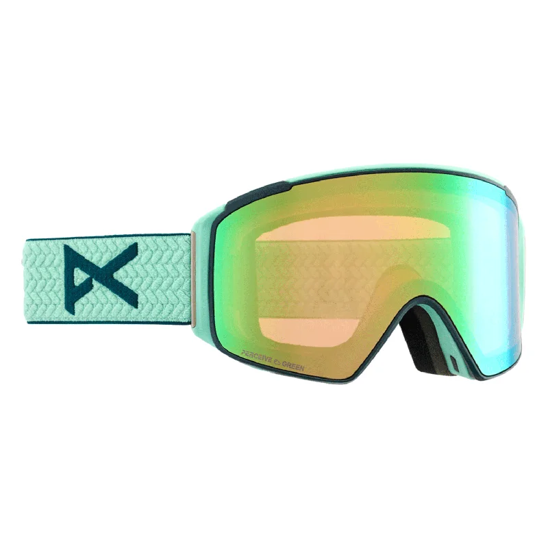 Goggles for engineering-Anon M4S Cylindrical Low Bridge Fit Goggles Powder Mint/Perceive Variable Green + Perceive Cloudy Pink