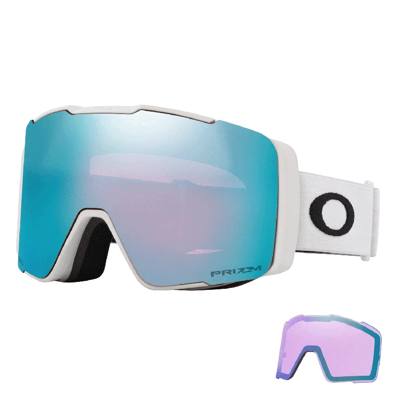 Goggles for review-Oakley Line Miner Pro M Low Bridge Fit Goggles Matte White/Prizm Sapphire Iridium + Prizm Iced Iridium