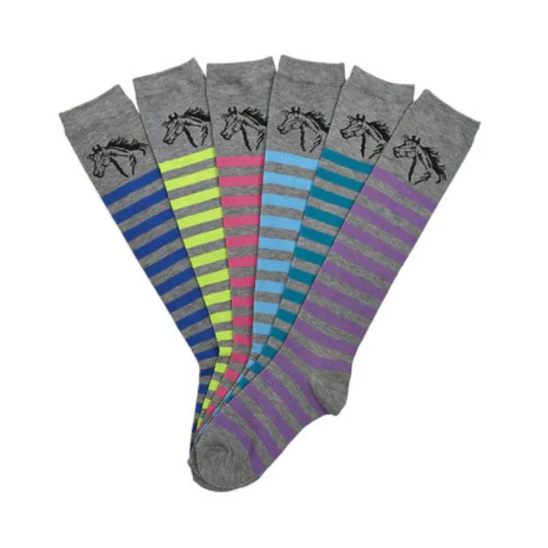 ski socks for comfort-  Horse Head Striped Long Socks