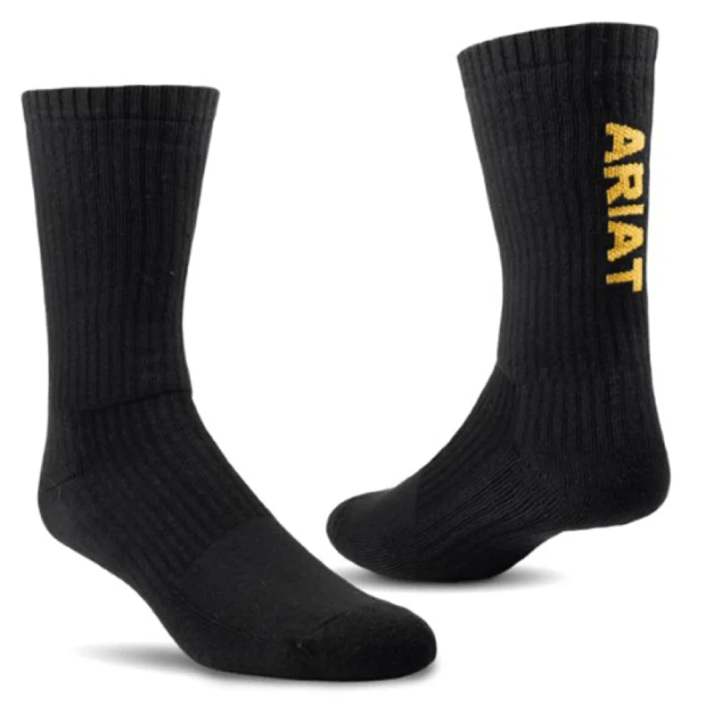 compression socks for winter sports-  Ariat Black Crew 3 Pack Socks