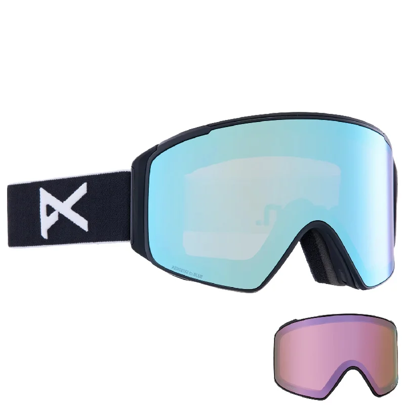 Goggles for repair-Anon M4S Cylindrical MFI Low Bridge Fit Goggles Black/Perceive Variable Blue + Perceive Cloudy Pink