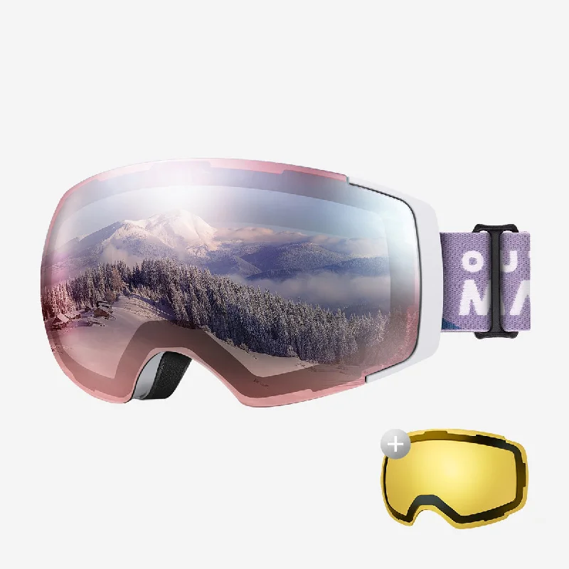 White Frame VLT 28% Pink Lens+VLT 75% Polarized Yellow Lens