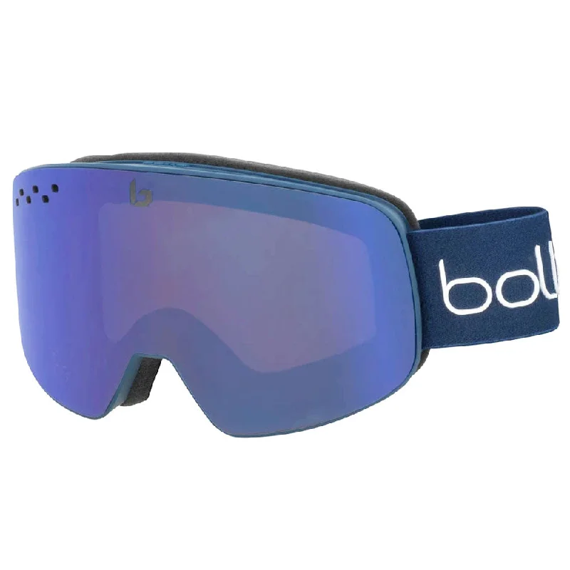 Goggles mirrored lenses-Bolle Nevada Matte Blue & White Diagonal Ski and Snowboard Goggles