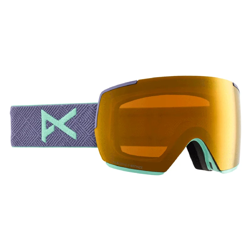 Goggles for auto repair-Anon M5 Low Bridge Fit Goggles Purple/Perceive Sunny Bronze + Perceive Cloudy Burst