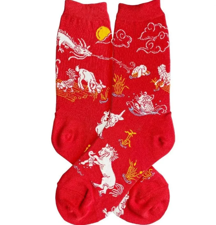 winter ski socks-  Foot Traffic Women's Red Lunar Zodiac Sock