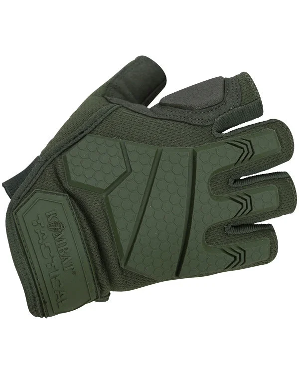 thin leather gloves for driving-Kombat UK Alpha Fingerless Tactical Gloves - Olive Green