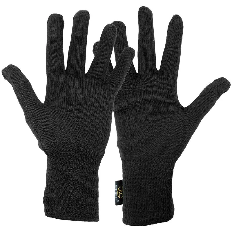 tactical gloves for outdoor survival-Highlander Thermal Inner Gloves Black