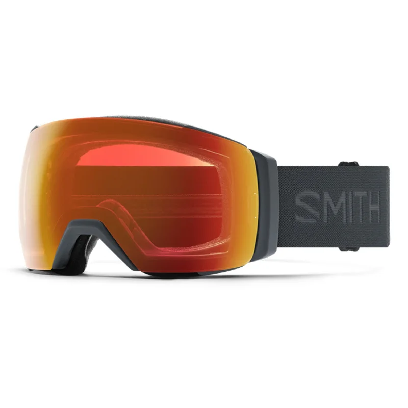 Goggles for case included-Smith I/O  MAG XL Low Bridge Fit Goggles Slate/ChromaPop Everyday Red Mirror + Chromapop Storm Blue Sensor Mirror