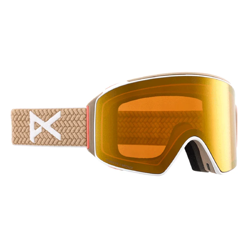 Goggles for mechanics-Anon M4 Cylindrical Low Bridge Fit Goggles Summit Taupe/Perceive Sunny Bronze + Perceive Cloudy Burst