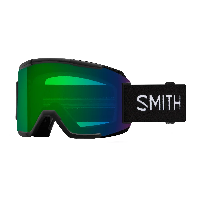 Goggles for limited edition-Smith Squad Low Bridge Fit Goggles Black/ChromaPop Everyday Green Mirror + Yellow