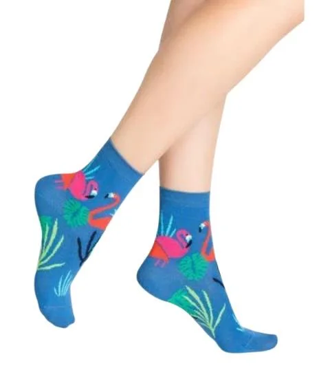 ski socks for skiing-  Bleuforet Pink Flamingo Pattern Ankle Socks