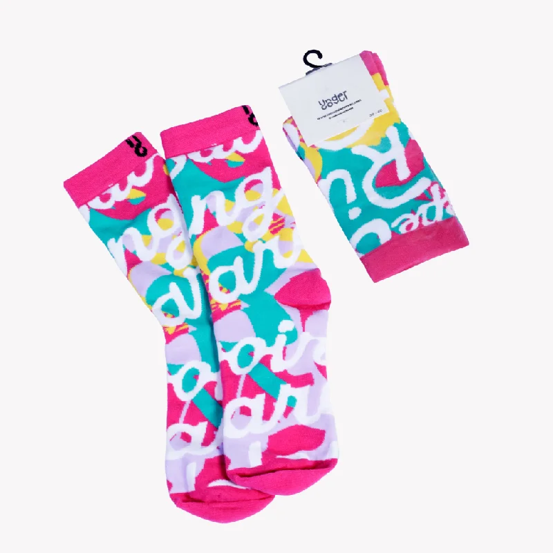 knee-high ski socks-  TRÈS CHIC PINK SOCK