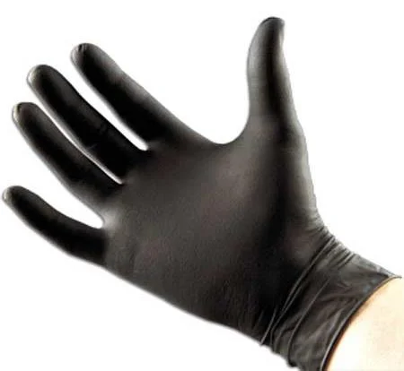 water-resistant gloves for work-Black Forte Disposable Black Nitrile Gloves 10 Pack - Medium