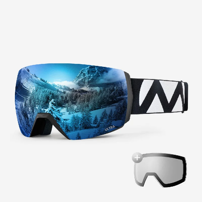 Black OM Strap VLT 13% REVO Sapphire Blue Lens + VLT 90% Clear Lens