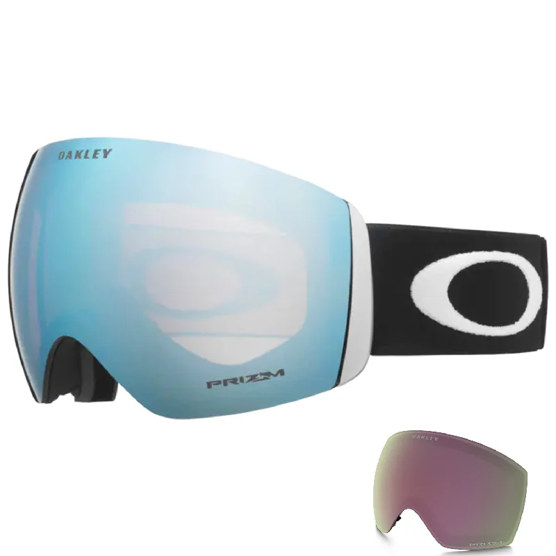 Goggles for fit guide-Oakley Flight Deck L Goggles - Two Lenses Matte Black/Prizm Sapphire Iridium + Prizm HI Pink Iridium