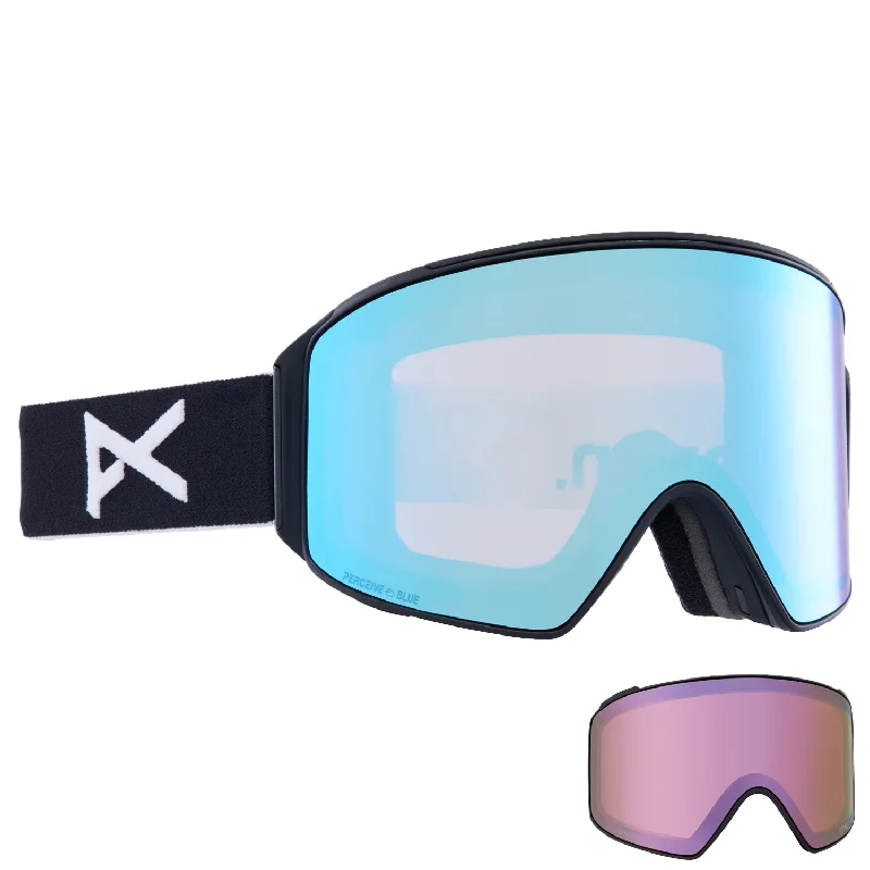 Goggles for warranty-Anon M4 Cylindrical MFI Low Bridge Fit Goggles Black/Perceive Variable Blue + Perceive Cloudy Pink