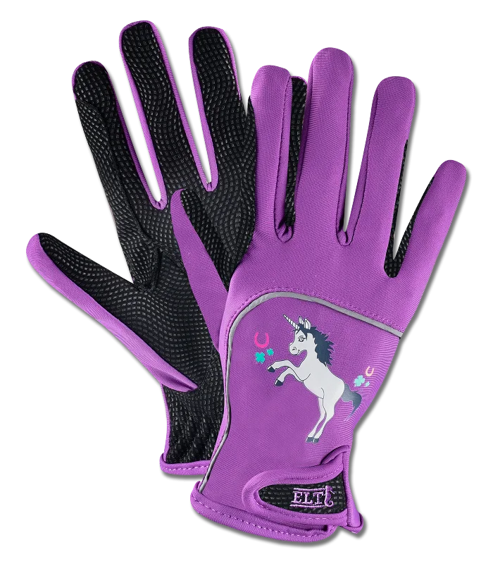 fleece gloves for extra warmth-Metropolitan Unicorn Kids Riding Gloves by Waldhausen