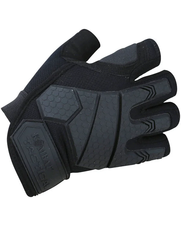 warm gloves for everyday winter wear-Kombat UK Alpha Fingerless Tactical Gloves - Black