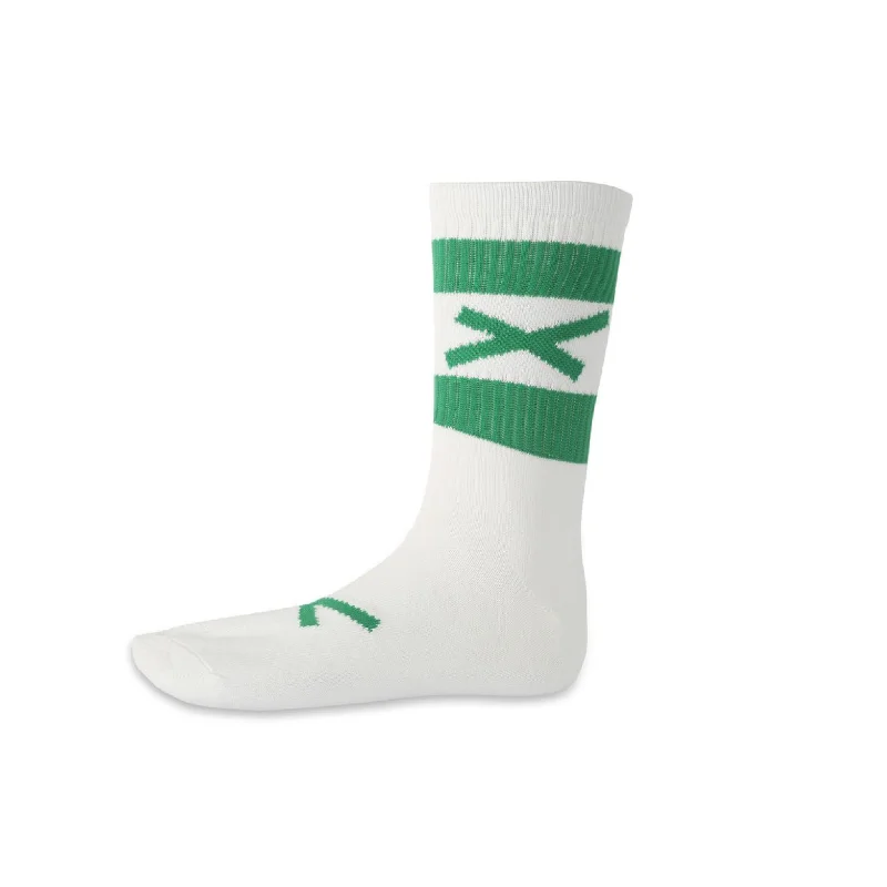 merino wool ski socks-  GAA Hoop Socks- Half Sock (Green & White)