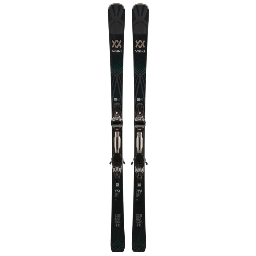 Skis with ridge prints-2024 Volkl Deacon 76 Black with rMotion3 12 GW Binding