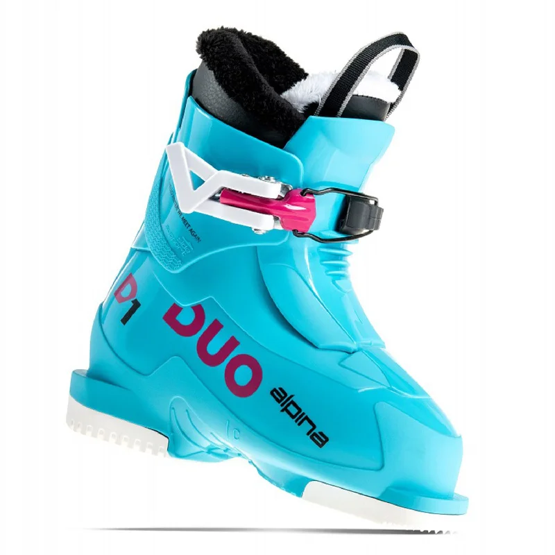 Ski boots for family vacations-Alpina Kids' Duo 1 Girl Ski Boots 2023