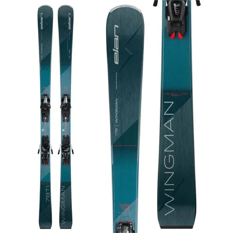 Skis with coral hues-Elan Wingman 78 TI PS Skis w/ELS 11.0 GW Shift BK/BLK Bindings 2025