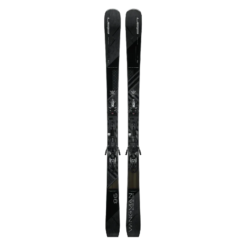 Skis with vortex patterns-Elan Wingman 86 Black Edition W/EMX 12 Bindings Skis - 2025