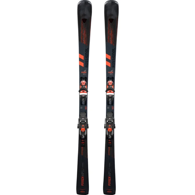 Skis with cushioned tips-Rossignol Forza 60° V-TI Skis w/SPX 12 Konect GW B80 Black/Red Hot Bindings 2025