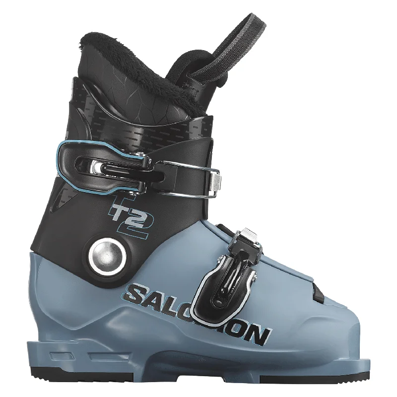 Ski boots for latest tech-Salomon Kids T2 Rt Ski Boot 2025 Black/Copen Blue/White