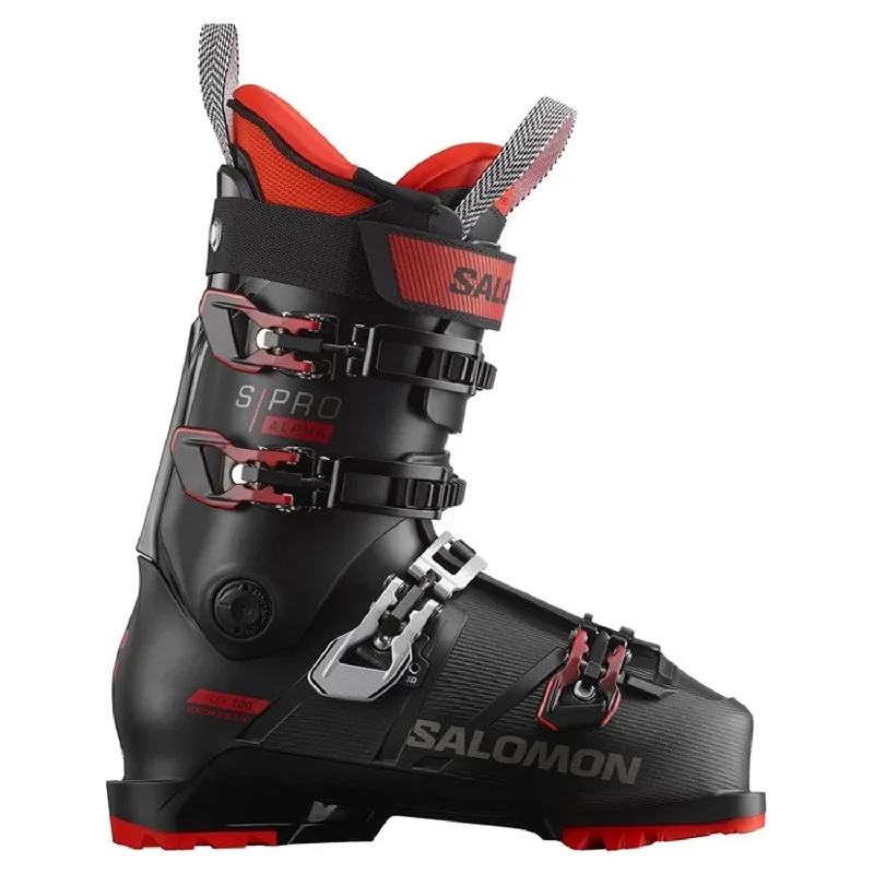 Ski boots for wide calves-Salomon Men's S/Pro Alpha 100 Ski Boot 2024 Black/Red