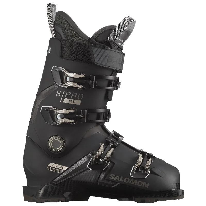 Ski boots for ski sets-Salomon Men's S/Pro MV 100 GW Ski Boot 2024 Black/Titanium/Beluga