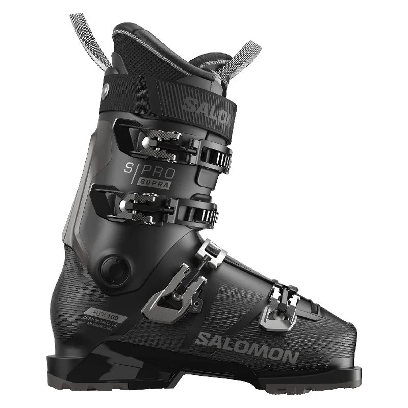 Ski boots for used deals-Salomon Men's S/Pro Supra 100 Ski Boot 2025 Black/Dark Grey Metallic