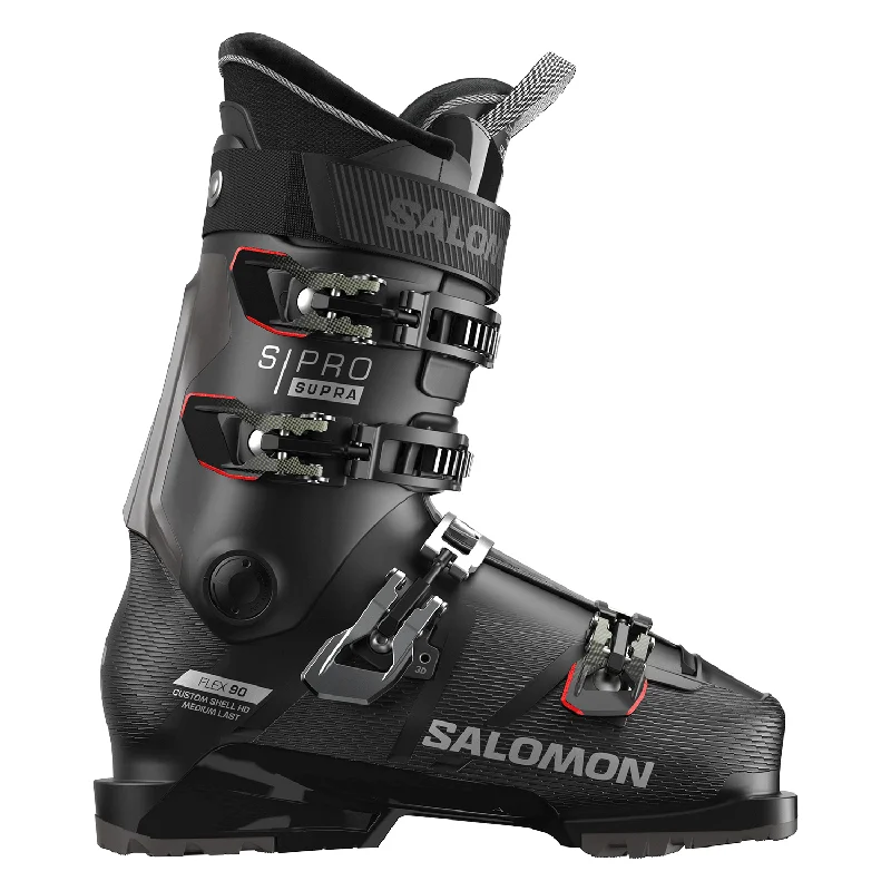 Ski boots for vintage finds-Salomon Men's S/Pro Supra 90 GW Ski Boot 2025 Black/Silver Met/Oil Green