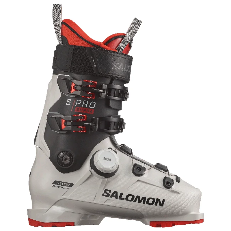 Ski boots for custom insoles-Salomon Men's S/Pro Supra BOA 120 GW Ski Boot 2025 Grey Aurora/Black/Red