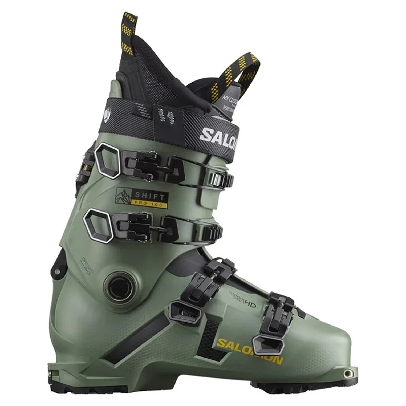 Ski boots for touring soles-Salomon Men's Shift Pro 100 AT Ski Boot 2024 Oil Green/Black