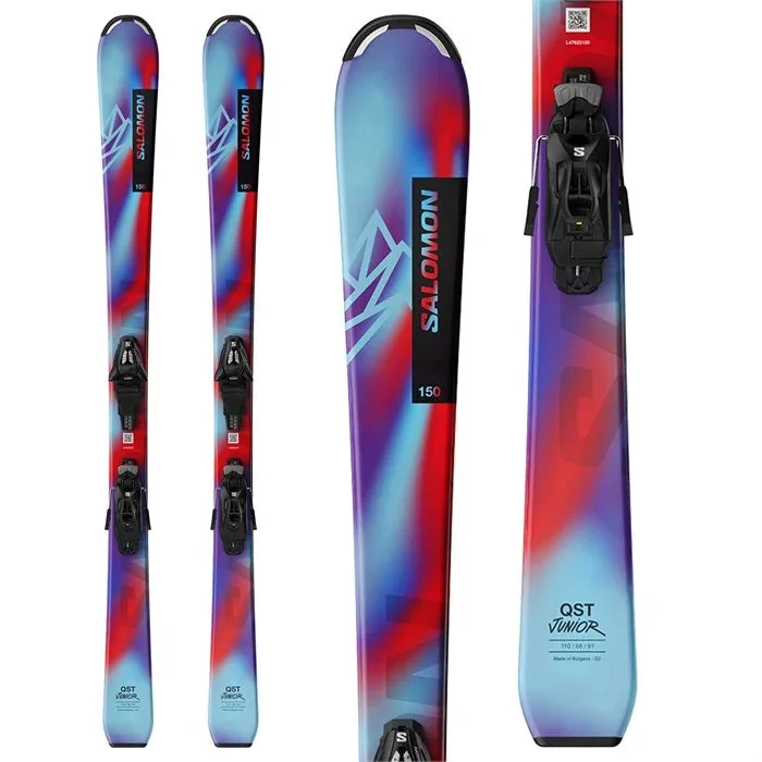 Skis with valley prints-Salomon QST Jr S Skis [w. C5 GW Bindings] 2025