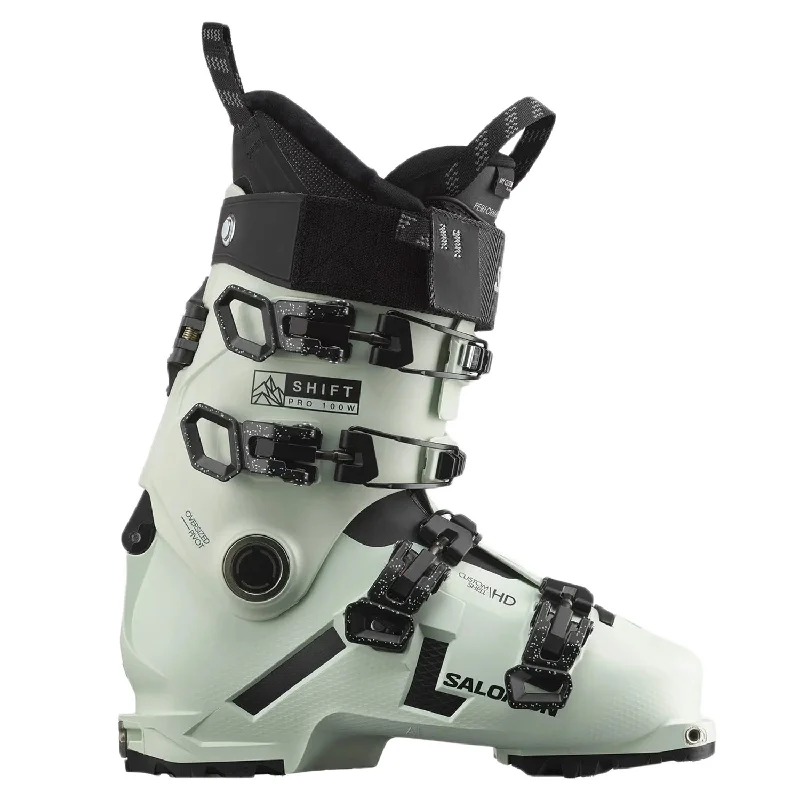 Ski boots for grip soles-Salomon Women's Shift Pro 100 W AT Ski Boot 2024 White Moss/Black