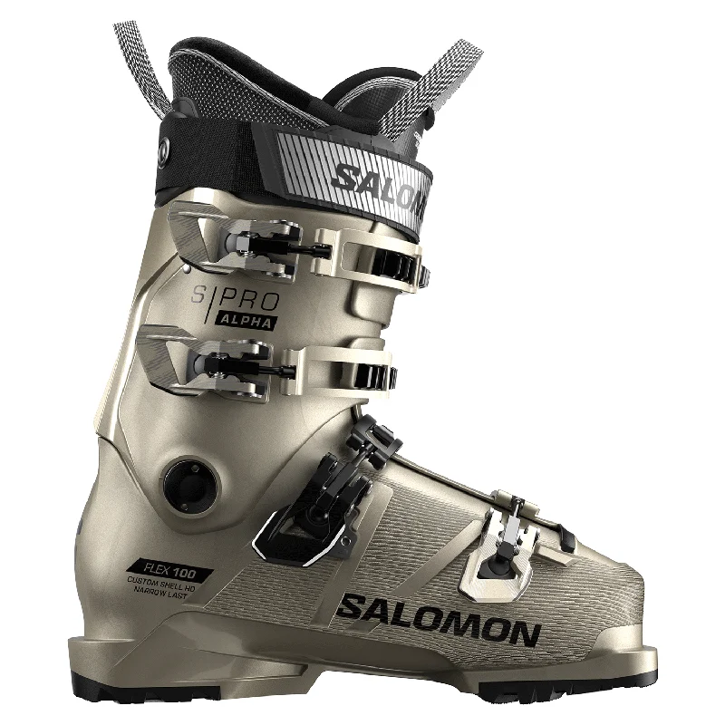 Ski boots for dual sports-Salomon Women's S/Pro Alpha 100 GW Ski Boot 2025 Light Bronze Metallic/Black