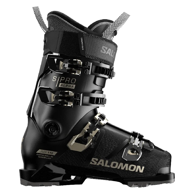 Ski boots for snowboarders-Salomon Women's S/Pro Alpha 110 GW Ski Boot 2025 Black/Light Bronze Metallic