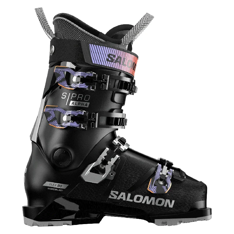 Ski boots for ski cross-Salomon Women's S/Pro Alpha 80 GW Ski Boot 2025 Black/Purple