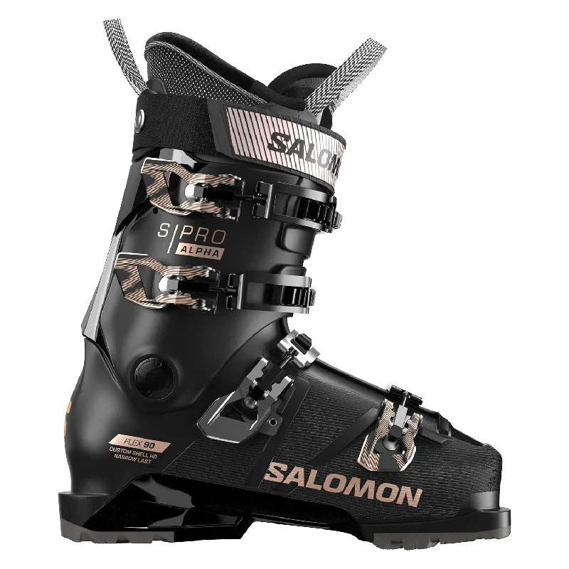 Ski boots for alpine racing-Salomon Women's S/Pro Alpha 90 GW Ski Boot 2025 Black/Rose Gold Metallic